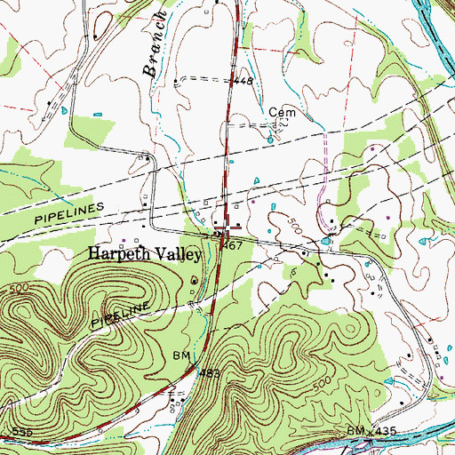 Topographic Map of Harpeth Valley, TN