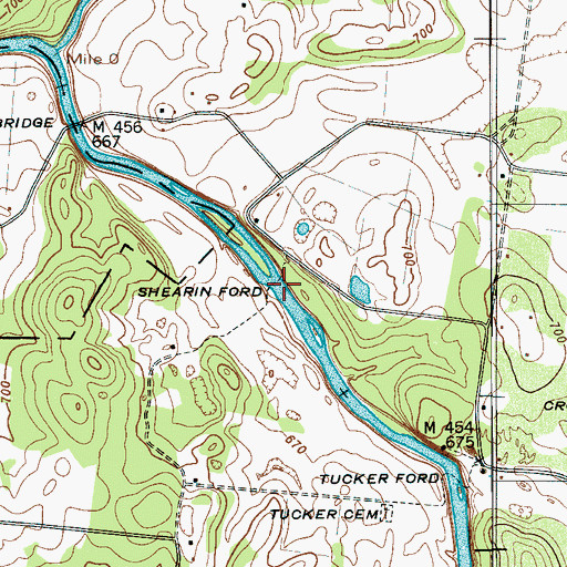 Topographic Map of Shearin Ford, TN