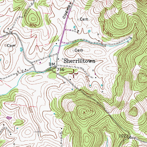 Topographic Map of Sherrilltown, TN