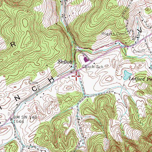 Topographic Map of Shiloh, TN