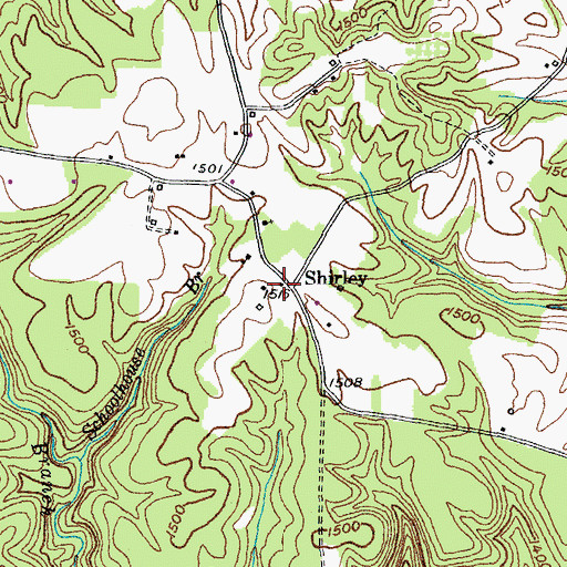 Topographic Map of Shirley, TN
