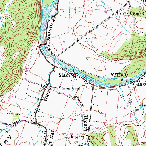 Topographic Map of Siam, TN