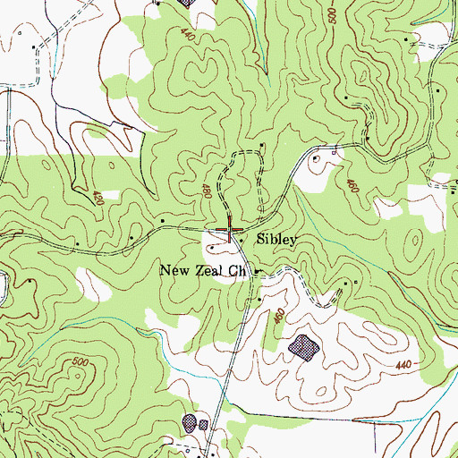 Topographic Map of Sibley, TN