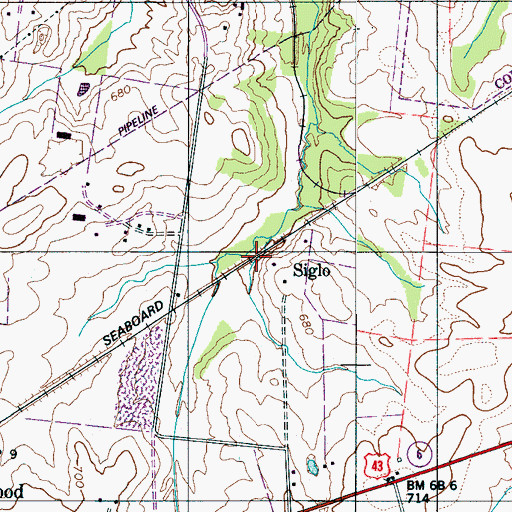 Topographic Map of Siglo, TN