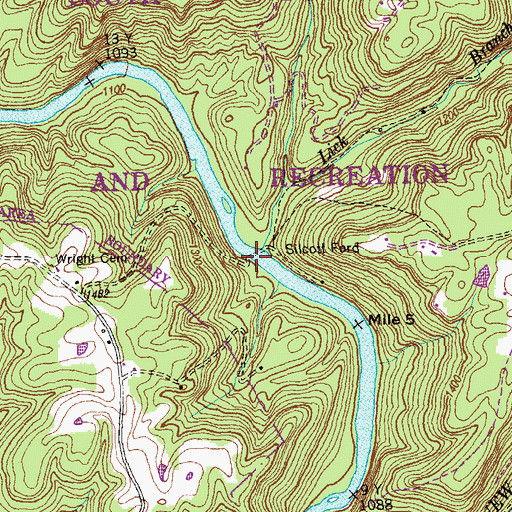 Topographic Map of Silcott Ford, TN