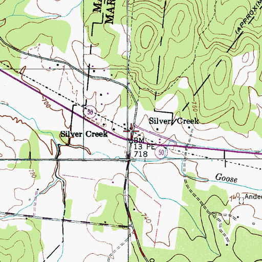Topographic Map of Silver Creek, TN