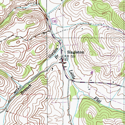 Topographic Map of Singleton, TN