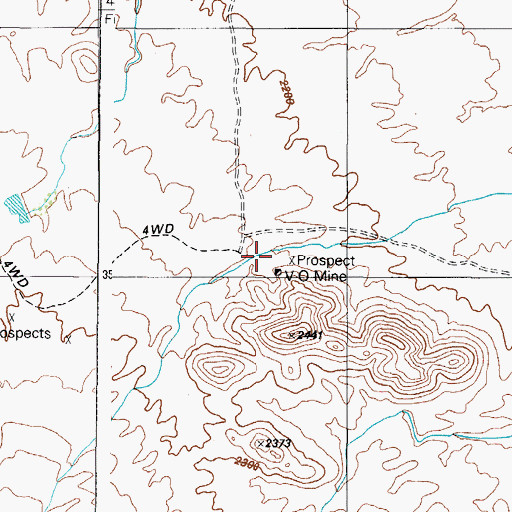 Topographic Map of V O Mine, AZ