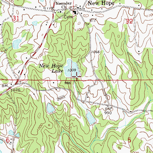 Topographic Map of New Hope Dam, AL