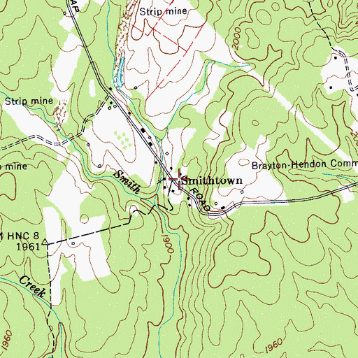 Topographic Map of Smithtown, TN