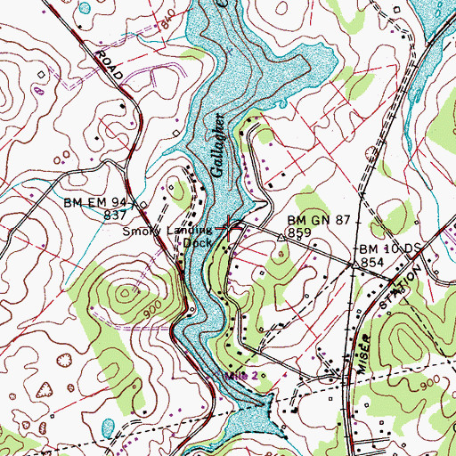 Topographic Map of Smoky Landing Dock, TN