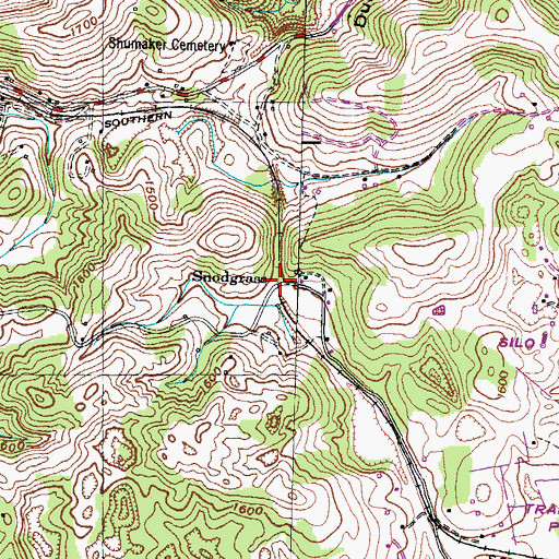 Topographic Map of Snodgrass, TN