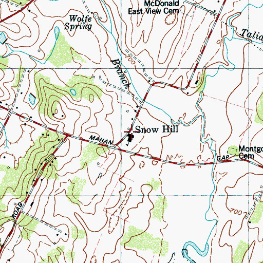 Topographic Map of Snow Hill, TN