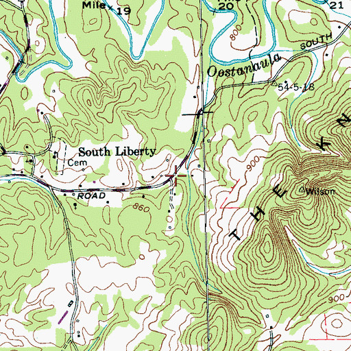 Topographic Map of South Liberty, TN