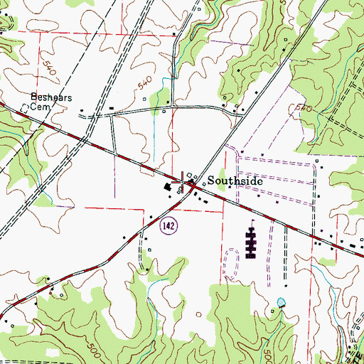 Topographic Map of Southside, TN