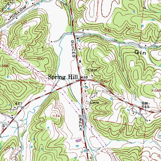 Topographic Map of Spring Hill, TN