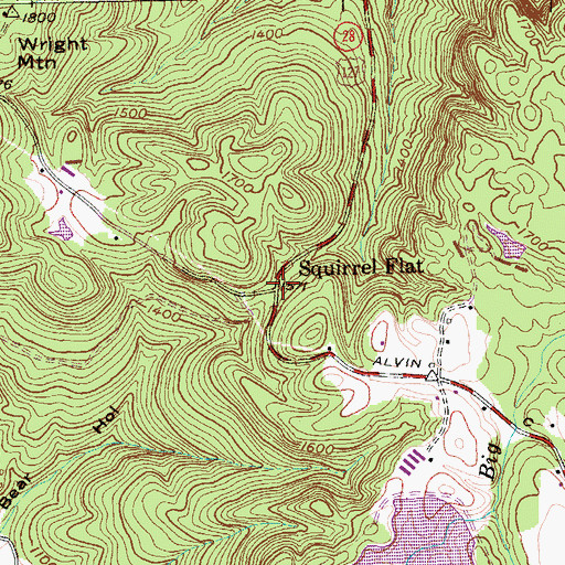 Topographic Map of Squirrel Flat, TN