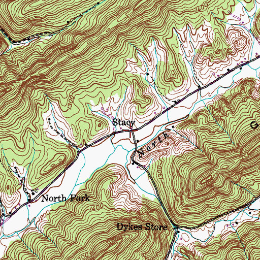 Topographic Map of Stacy, TN