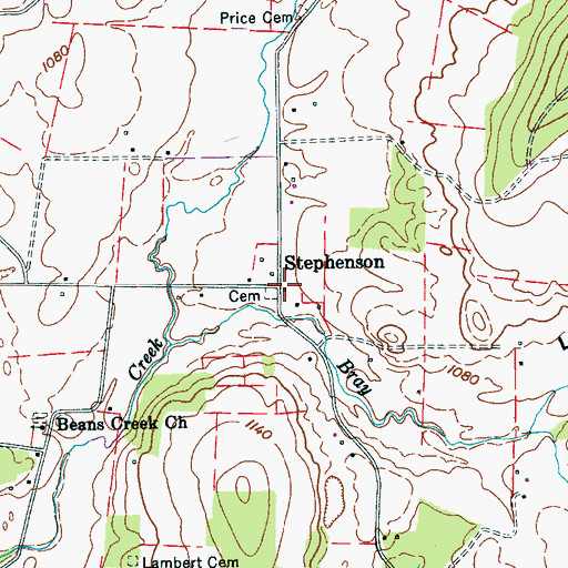 Topographic Map of Stephenson, TN