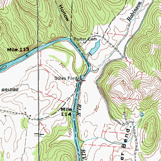 Topographic Map of Stiles Ford, TN