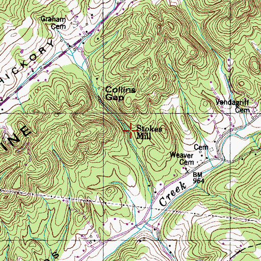 Topographic Map of Stokes Mill, TN