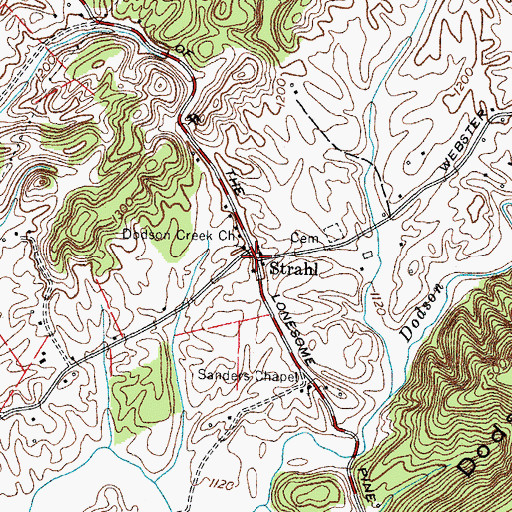 Topographic Map of Strahl, TN