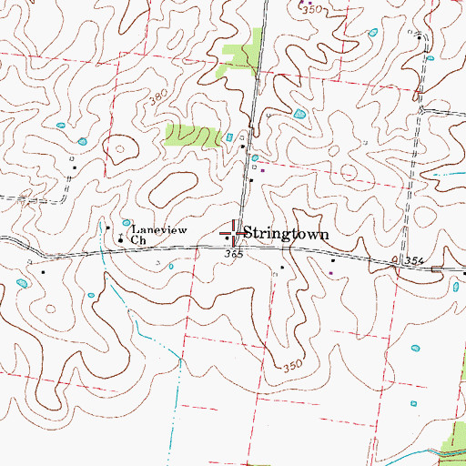 Topographic Map of Stringtown, TN