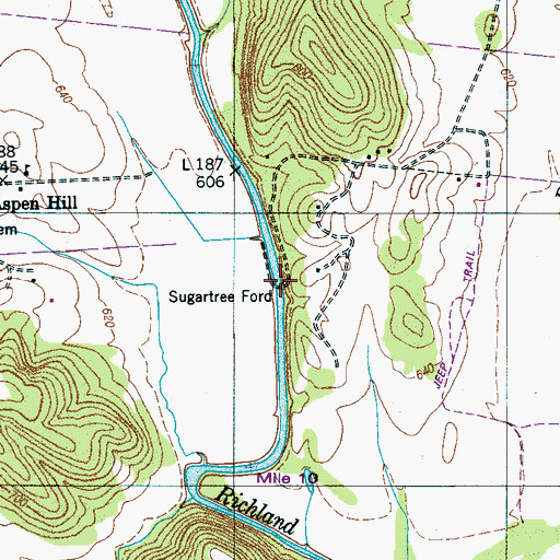Topographic Map of Sugartree Ford, TN