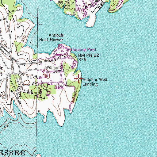 Topographic Map of Sulphur Well Landing, TN