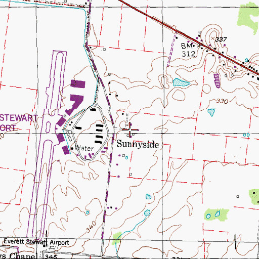 Topographic Map of Sunnyside, TN