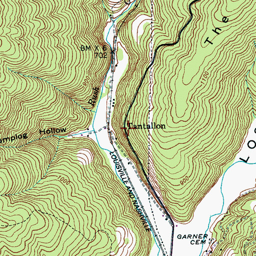 Topographic Map of Tantallon, TN