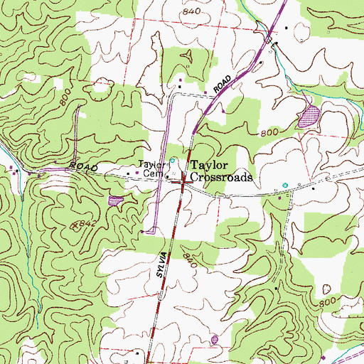 Topographic Map of Taylor Crossroads, TN