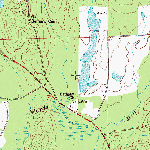 Topographic Map of Mills Lake Dam Lower, AL