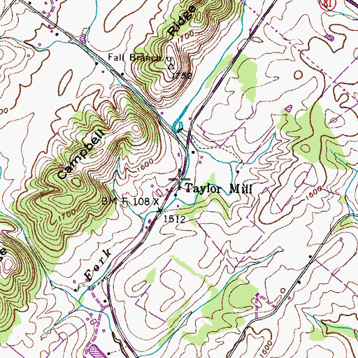 Topographic Map of Taylor Mill, TN