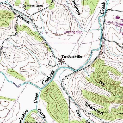 Topographic Map of Taylorsville, TN