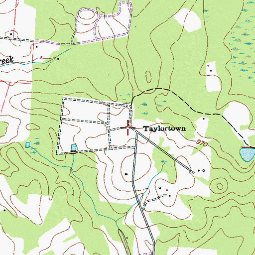 Topographic Map of Taylortown, TN