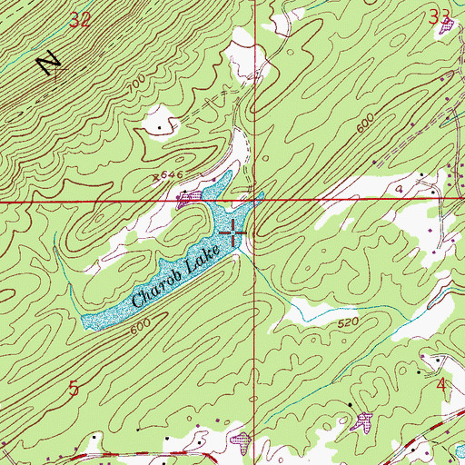 Topographic Map of Charob Lake Dam, AL