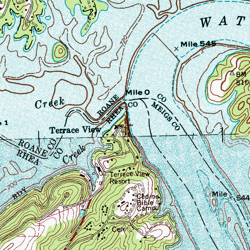 Topographic Map of Terrace View, TN