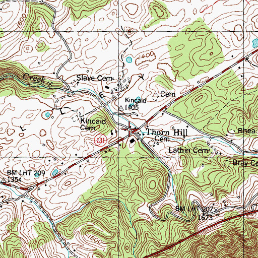 Topographic Map of Thorn Hill, TN