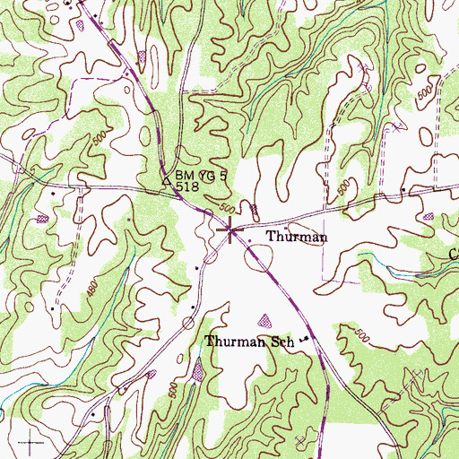 Topographic Map of Thurman, TN