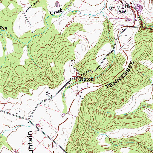 Topographic Map of Tiptop, TN