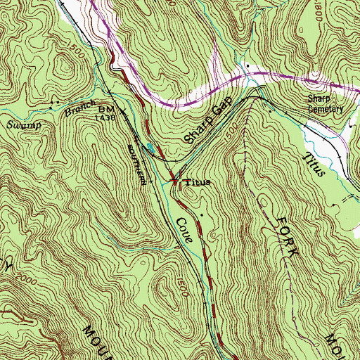 Topographic Map of Titus, TN