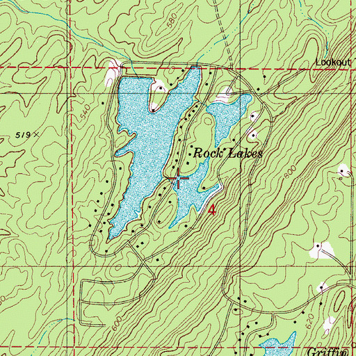 Topographic Map of Ellis Lake Dam, AL