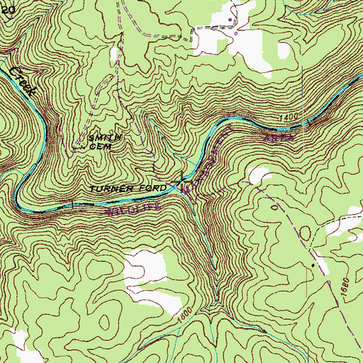Topographic Map of Turner Ford, TN