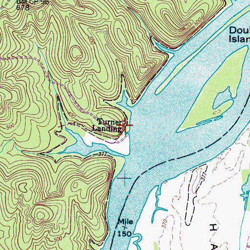 Topographic Map of Turner Landing, TN