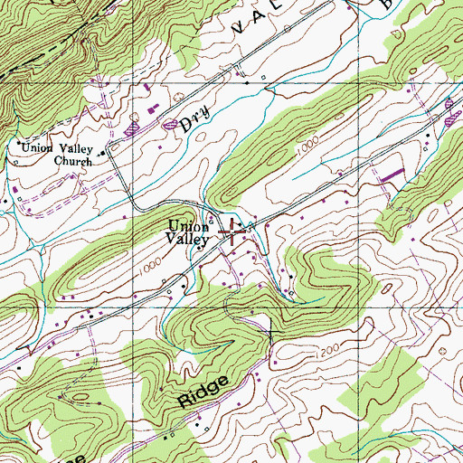 Topographic Map of Union Valley, TN