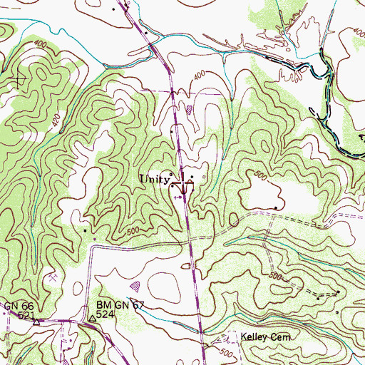 Topographic Map of Unity, TN