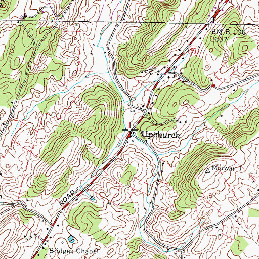 Topographic Map of Upchurch, TN