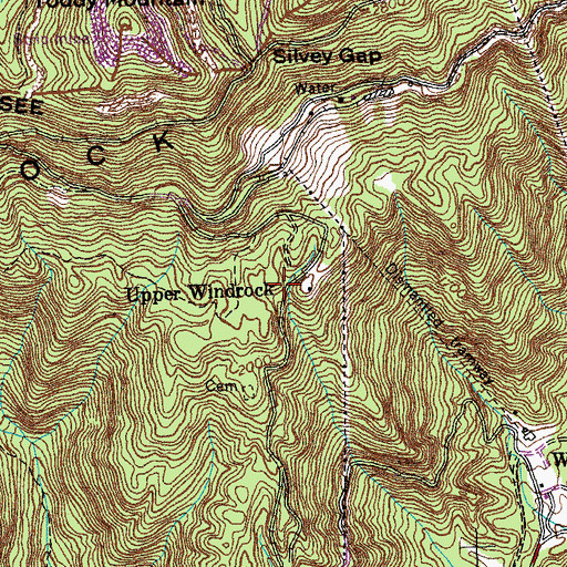 Topographic Map of Upper Windrock, TN