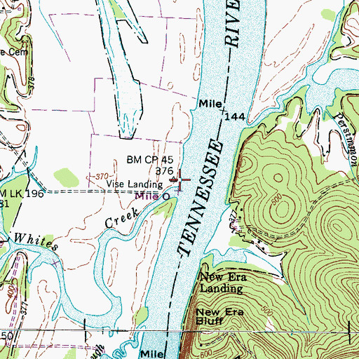 Topographic Map of Vise Landing, TN